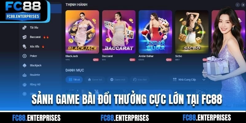 Sảnh game bài đổi thưởng cực lớn tại FC88